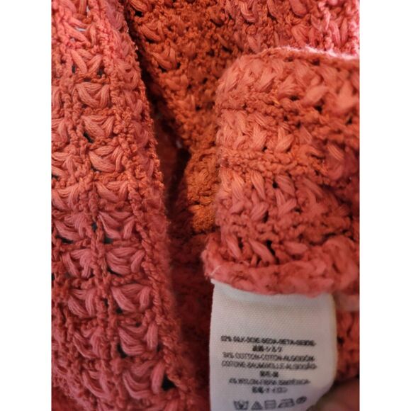 Free People Cardigan Sweater XS Womens Long Sleece Loose Knit Boho Pull On Red - Picture 6 of 7